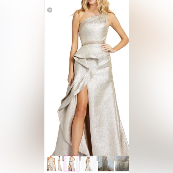 Mac Duggal Asymmetrical Silver Skirt